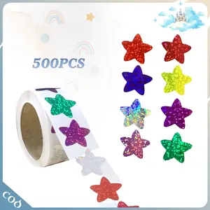 -500pcs- Lembar Stiker Bintang 2.5cm 8 Warna Cerah Untuk Chart Reward Anak Dan Aktivitas Seni DIY