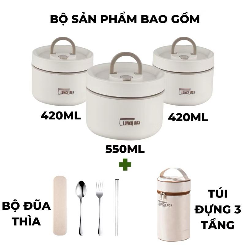 Hộp Cơm Giữ Nhiệt Văn Phòng 3 Tầng Inox 304 Cách Nhiệt 3-4 Giờ 9