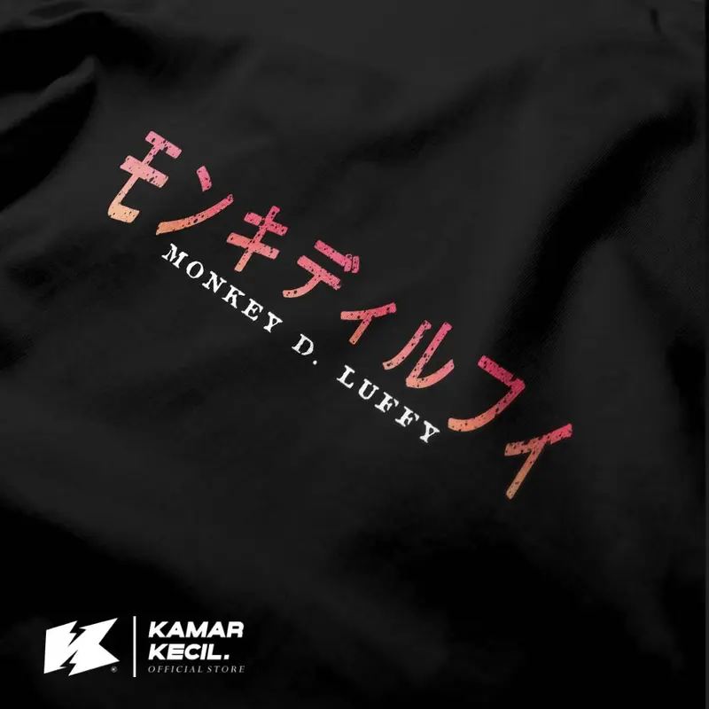 Kaos Anime Monkey D. Luffy One Piece Kaos Jumbo Big Size | KAMAR KECIL Combed Sablon Pria Distro Hitam Muda 3