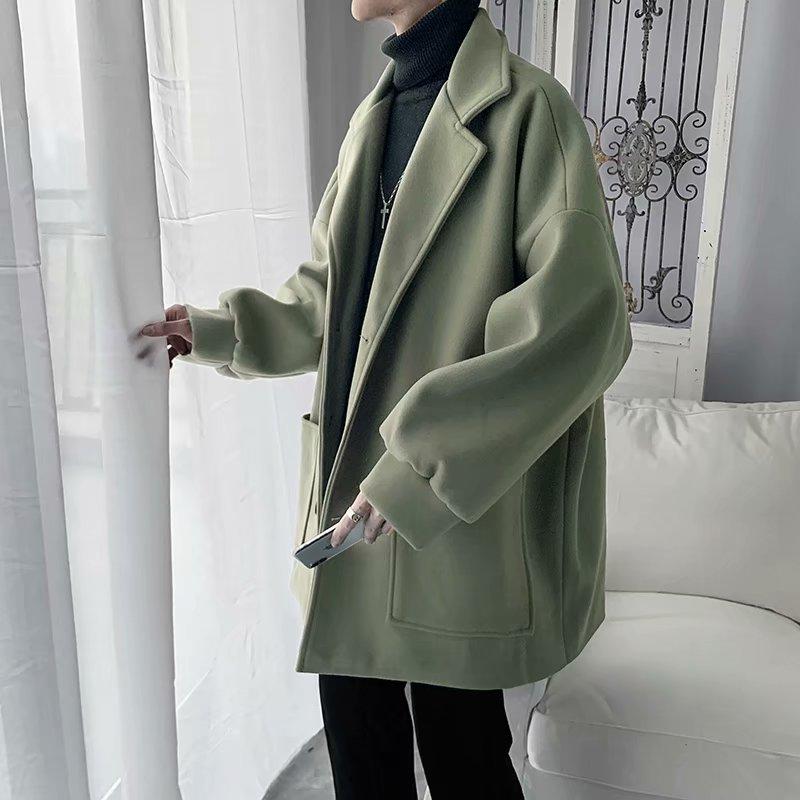 Product Introduction of Áo khoác nam blazer form rộng chất dạ cổ V ulzzang unisex hàn quốc, Áo blazer nam khoác choàng nam trơn cổ vest bigsize học sinh đi học, Áo dạ choàng nam 4