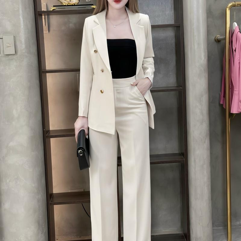 Bộ Vest Nữ 2 Món Áo Blazer Tay Dài 2 Lớp Quần Xuông Nhiều Màu PP291 3