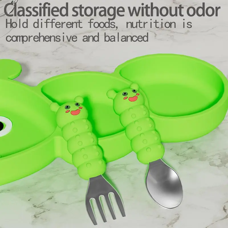 Cute Cartoon Design Silicone Suction Bowl, Baby Feeding Training Bowl, Suction Cup Feeding Training Bowl for Baby Boys and Girls 4