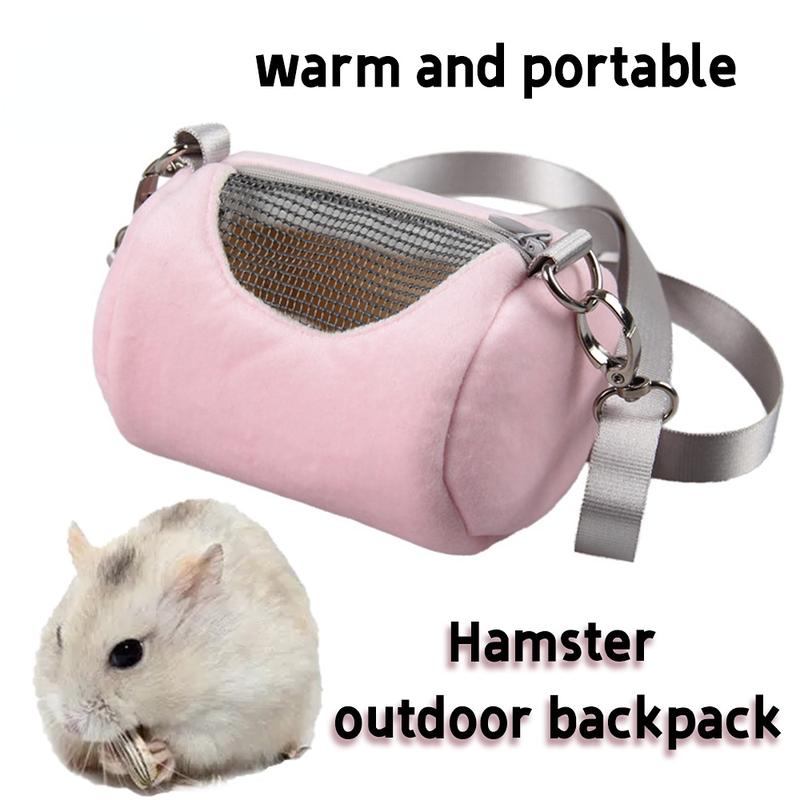 Cylinder Design Soft Practical House Travel Portable Squirrel Visible Mesh Hamster Carrier Bag 0