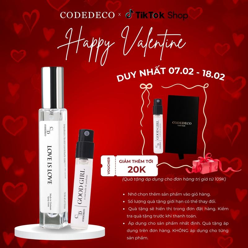 [COMBO DEAL SỐC] Tinh dầu nước hoa unisex CODEDECO Love Is Love 10ml - Dạng Xịt Tiện Lợi + VIAL Mùi Ngẫu Nhiên 2.5ml  Perfume Cosmetic