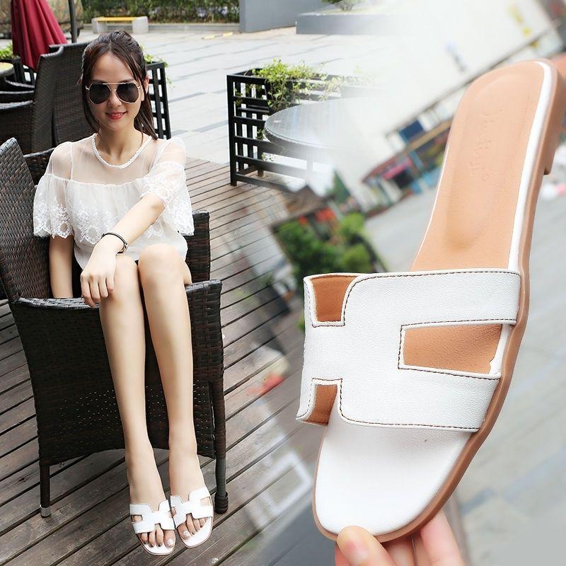Product Introduction of Slippers, for Women, Available in Size 34 and 41, Popular on the Internet, Celebrity Fashion, Versatile, Flat Sandals, Ins Fashion, Suitable for Summer, Style H 41
