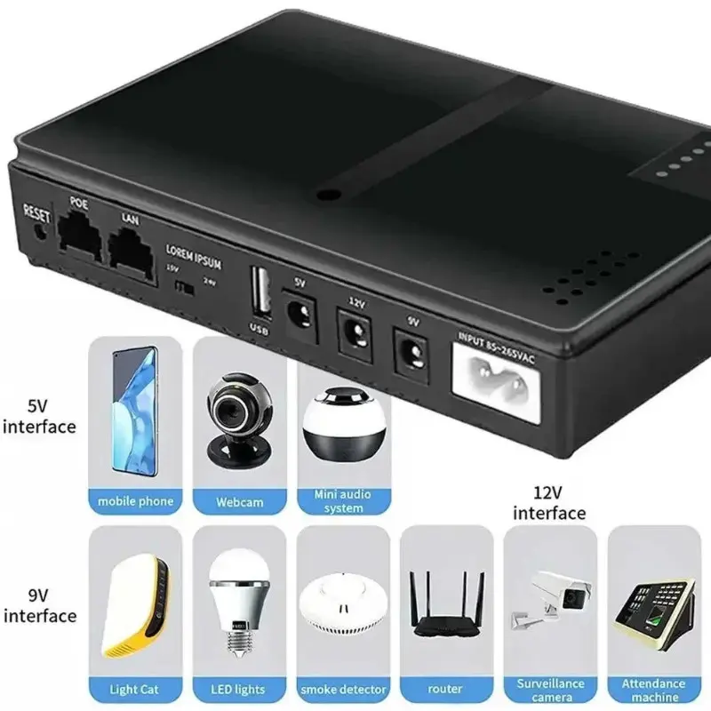 Power Supply UPS Router Backup Power DC Power Adapter Uninterruptible Power Supply 10400mAh 5V 9V 12V UPS Router Optical Cat Built-in Adapter Backup Power Supply Eu 2