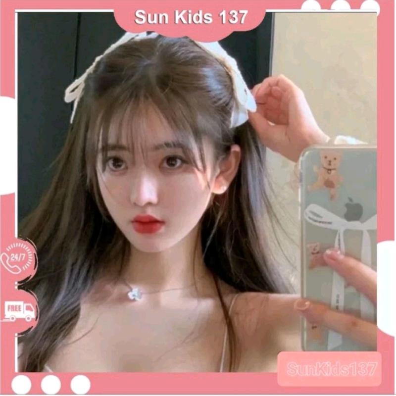 Kẹp Tóc Mái Nơ Viền Chéo Màu Kem Siêu Hot Phong Cách Hàn Quốc phụ kientoc Voi Nữ k ẹ