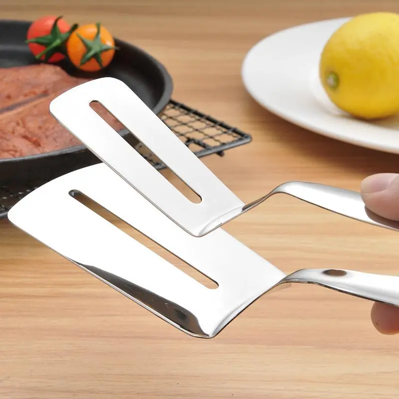 Stainless Steel Frying Spatula Clip, 1 Count Multifunctional Kitchen Spatula, Household Kitchen Tool for Outdoor Barbecue Fried Egg, Utensils 2