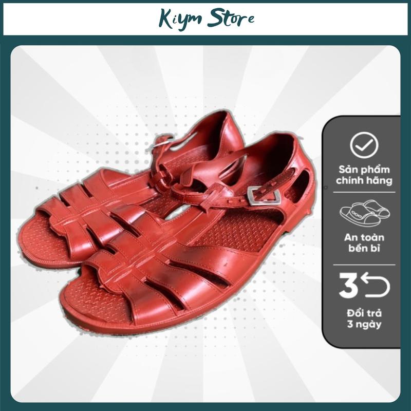  Dép rọ bộ đội công an nhựa PVC đỏ Dép nhựa nam hiện đại trẻ trung Sandal GiàY đàn ông 