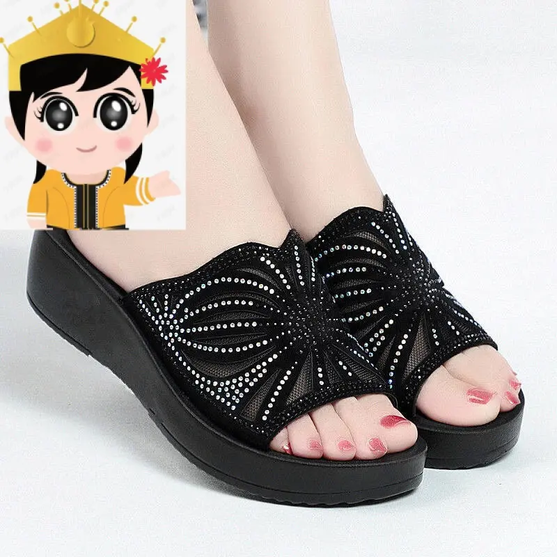 Thanh Toán Khi Nhận Hàng-topie Sandal Giảm Giá Cho Nữ, Nêm 2023, Kim Cương Giả, Thoải Mái, Cạnh Trượt, Jl. 2023