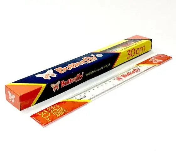 Penggaris Butterfly 30cm / Mistar Plastik Butterfly (12pcs)