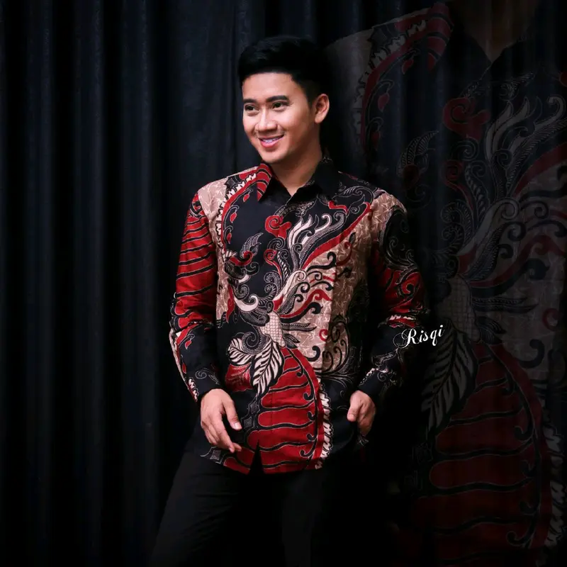 Kemeja Batik Pria Lengan Panjang Motif Sangkuriang Cowok Katun Nyaman Baju Pendek 0
