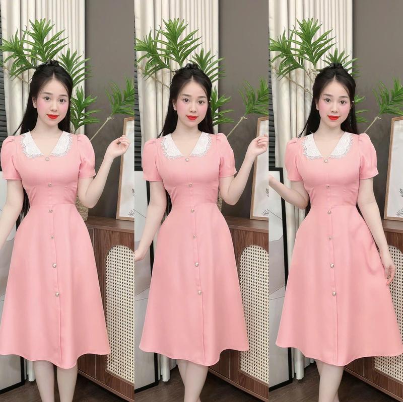 Product Introduction of (U90) Đầm thiết kế form xoè cổ phối ren sang trọng vải mềm mặc mát che khuyết điểm đính cúc sang trọng đi làm đi tiệc đều đẹp váy hela by Thương Lê U90 17