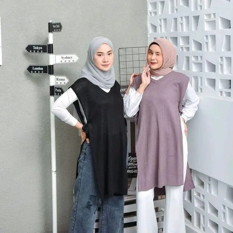 Rompi Tali Long Tunik Rajut Wanita Premium | Atasan Wanita Panjang 1