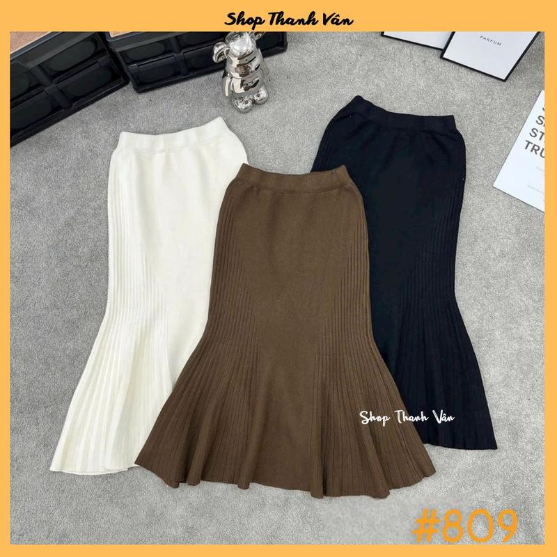  Chân váy len đuôi cá viền gân mix đồ tôn dáng váy len loại đẹp dài ~85cm TV809 
