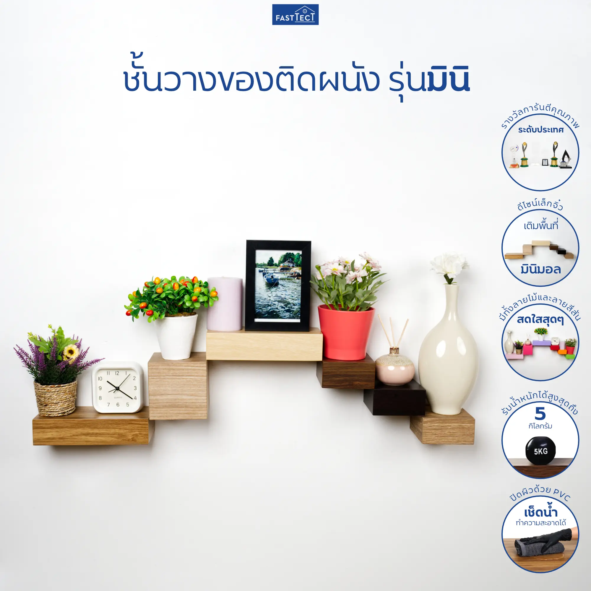 FASTTECT ชั้นวางของติดผนัง รุ่นมินิ - ชั้นวางของโชว์ ชั้นวางของ ชั้นวางหนังสือ ชั้นวางต้นไม้