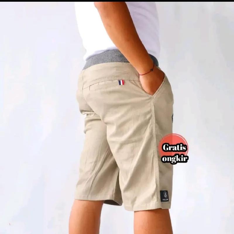 PROMO 50 RB 3 PCS Celana Pendek Pria Cowok Dewasa Chinos RIP Pinggang Karet melar nyaman Santai Shorts 3