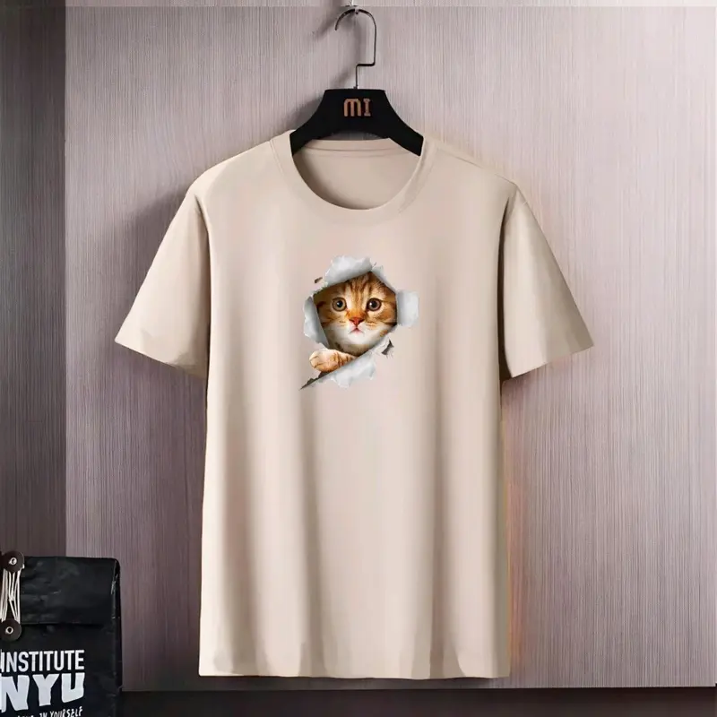 Kaos 3D Dewasa Pria Wanita Kaos Distro Kucing 3D Baju Oblong Lengan Pendek  Motif Sablon Digital Nyaman Lembut  Keren Katun Panjang 4