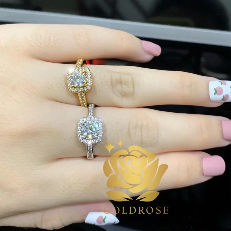 Cincin Titanium persegi Lapis Emas 18k ANTI KARAT perhiasan crystal swarski permata wanita cincin