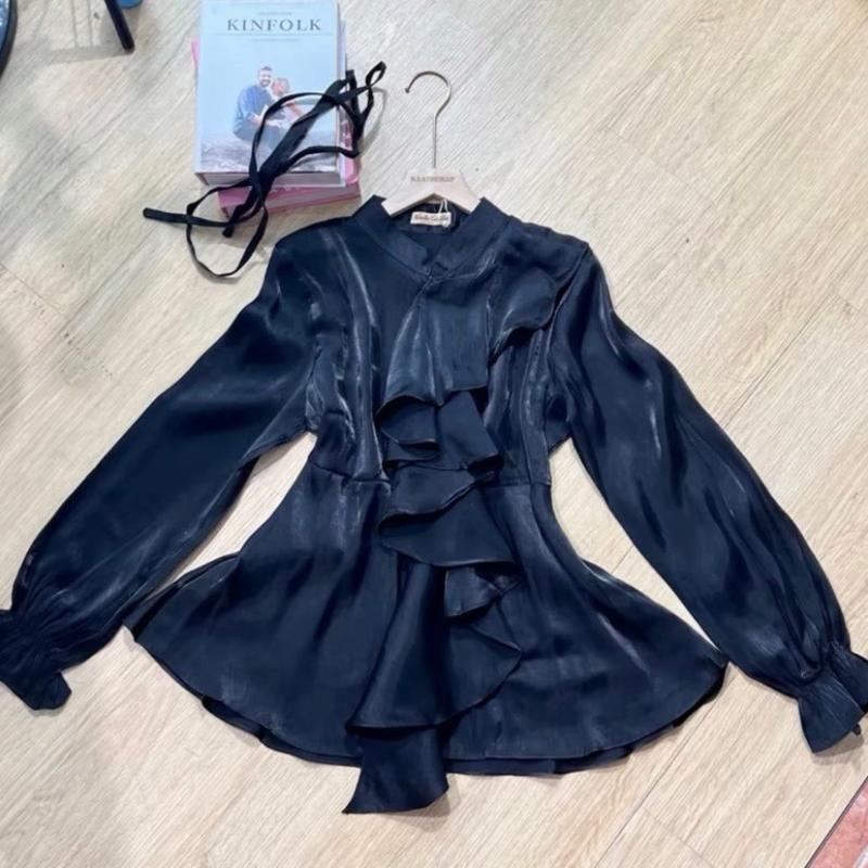 MARSYA TOP BAJU ATASAN WANITA BAHAN SHIMMER MODEL TRENDY DENGAN KARET TANGAN DAN RISLETING DADA 7