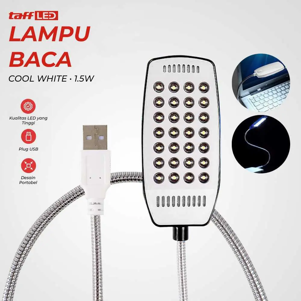 Lampu gagang fleksible switch on/off lampu baca USB cool white lampu belajar lampu kerja lampu kamar tidur estetik lampu colok usb lampu led mini usb kecil cool white 1.5w