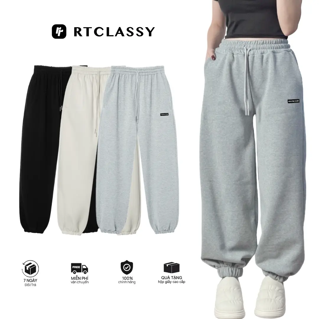 Quần Nỉ Bo Gấu Chất Liệu Nỉ Bông Cotton Dày Dặn RT CLASSY SWEATPANTS