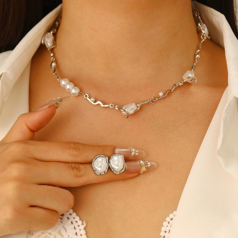 Product Introduction of Southeast Asian Trend Baroque Irregular Pearl Set Jewelry for Women High-end Necklace Earrings Ring Bracelet Choker 20