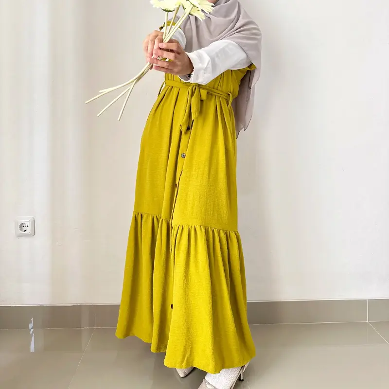 Vivian Outer Fashion Gamis Muslim Luaran Casual Gamis Kutung Bahan Crinkle Premium Busui Friendly Polos Dress Wanita 5