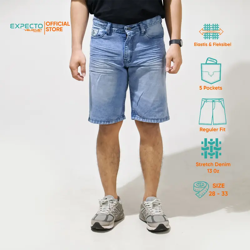 Expecto by VELOCUST - Celana Pendek Jeans Wringkle Snow Spray 0