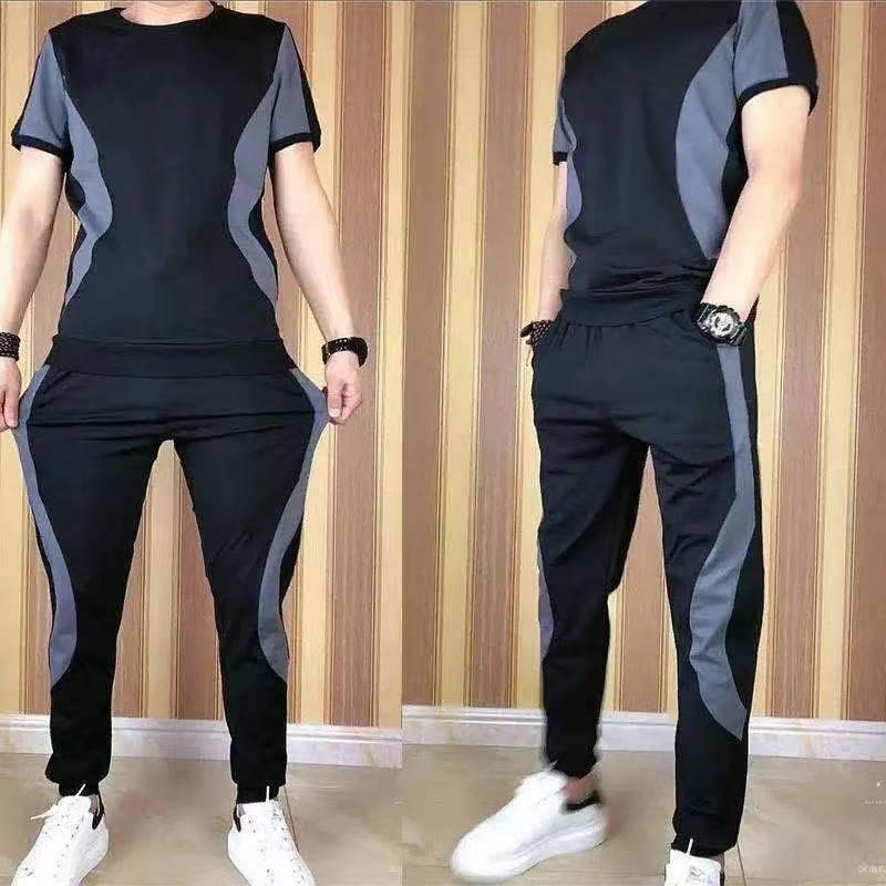 Bộ Thời Trang Nam Mùa Hè, Áo Thun ngắn Tay Sành Điệu, Quần Áo Hai Mảnh Thể Thao Thường Ngày Khối Màu, Quần Áo Mùa Hè, 4991 Phản Hồi Tích Cực, 2025 1