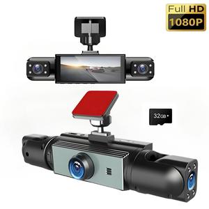 Car DVR, 3-Channel FHD 1080P Video Recorder with 32GB Storage Card, Multifunctional Rear Camera, 24-hour Parking Monitoring Car DVR