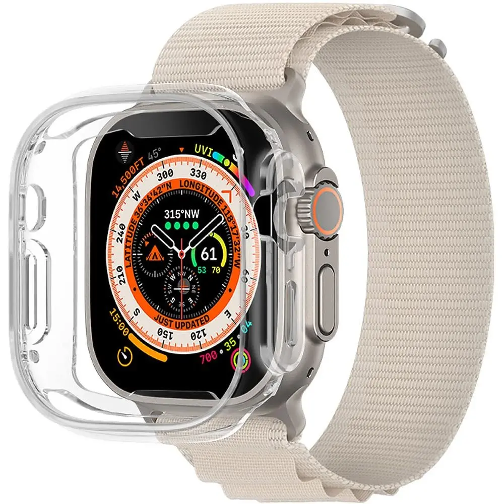 Sarung Penuh TPU, Sarung Ultra Jam Tangan Apple, Serasi dengan T900Ultra, S10Ultra, S8Ultra, T20Ultra, T800Ultra, X10max-45MM-46MM, 49MM