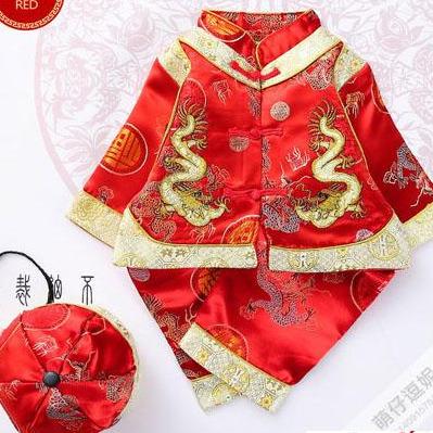  Bộ Đồ Tết Bé Trai Gấm Thêu Cổ Trang Kèm Nón Freesize Size L 8-10kg & XL 11-13kg Chất Liệu Phi Gấm Cao Cấp Thêu Hoa Văn Nổi Sắc Sảo Lót Cotton Mềm Mại 