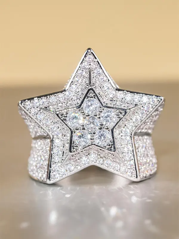 Star Design Rhinestone Decorated Ring, Fashion Accessories for Women & Girls, Trendy All-match & Exquisite Jewelry for Birthday Gift 0