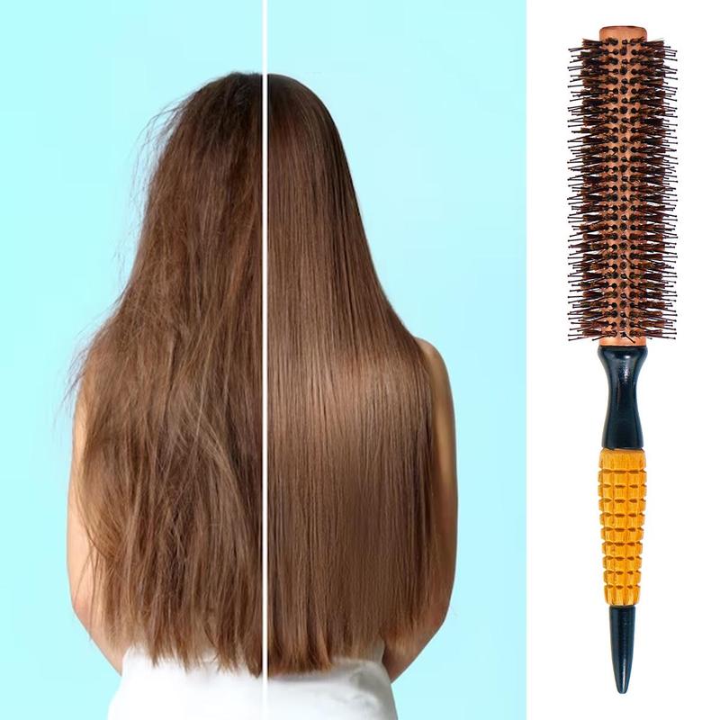 Aluminum Tube Round Hair Comb, 1 Count Hairdressing Curling Hair Brush, Nylon Bristle Comb, Professional Salon Styling Tool 5