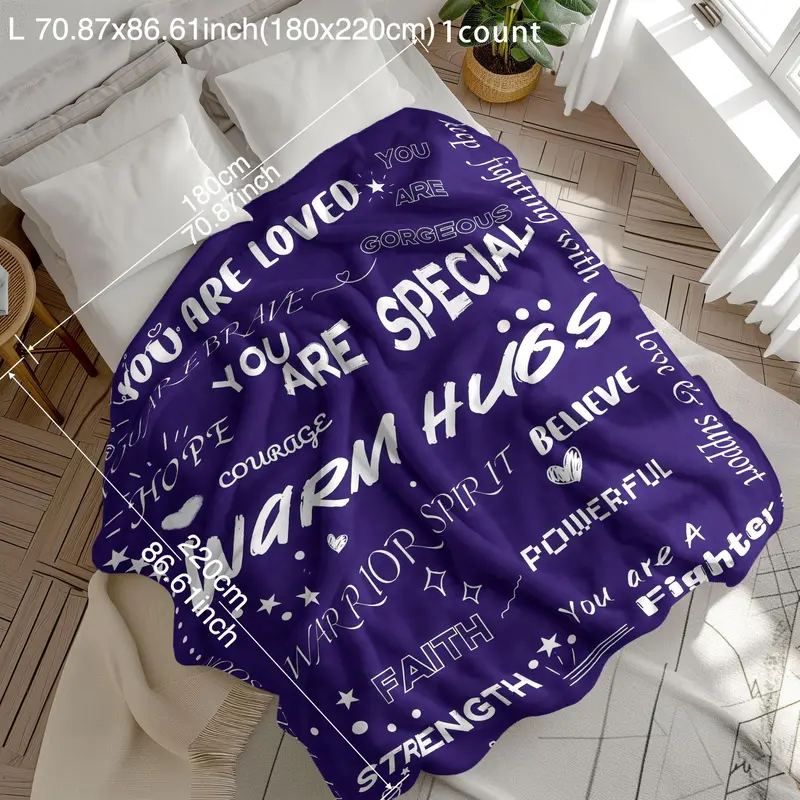Letter Print Soft Blanket, 1 Count Warm Throw Blanket, Air-conditioned Room Blanket, Warm Nap Blanket for Home Office Travel 4
