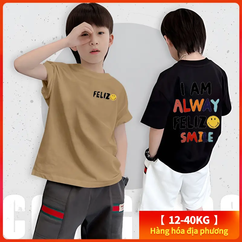 【Áo Thun Trẻ Em】(12-40kg) Áo Cotton 100% Tay Ngắn Cổ Tròn Áo Thun Mỏng In Chữ Mặc Mùa Hè Thời Trang Unisex Cho Trẻ Em Ngầu Bé Trai Bé Gái Kids Fashion Tee Boy Tshirt