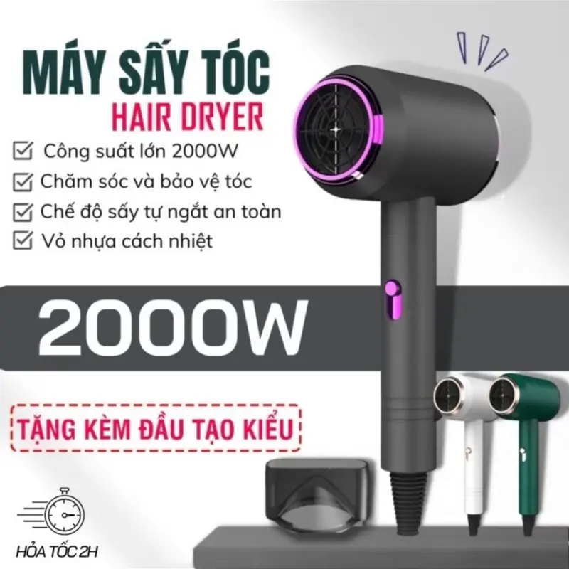 ￼Máy Sấy Tóc 2 Chiều Nóng Lạnh Công Suất Lớn 2300W Nhanh Khô, 3 Chế Độ Sấy, Tạo Kiểu, Chăm Sóc Tóc Chuẩn Salon Kèm Mỏ Vịt wavers 0