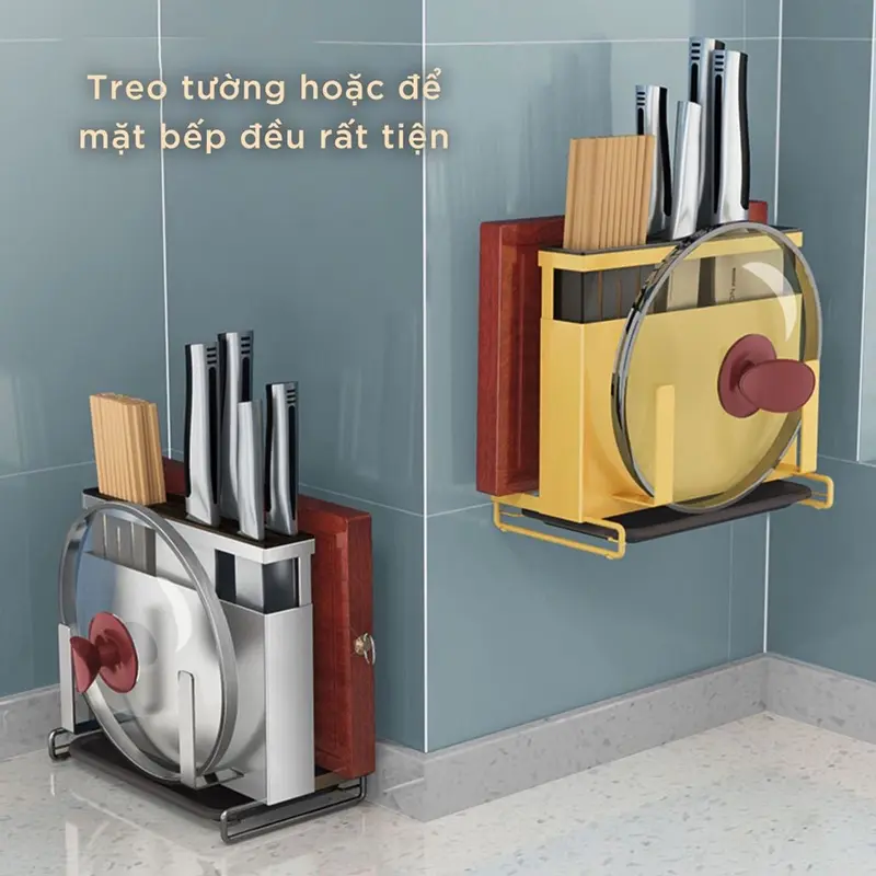 Kệ Để Dao Thớt Đa Năng Inox 304 Nhà Bếp Cao Cấp Dán Tường Kháng Khuẩn Đạt Chất Lượng Đức Treo Tường Kitchen 5