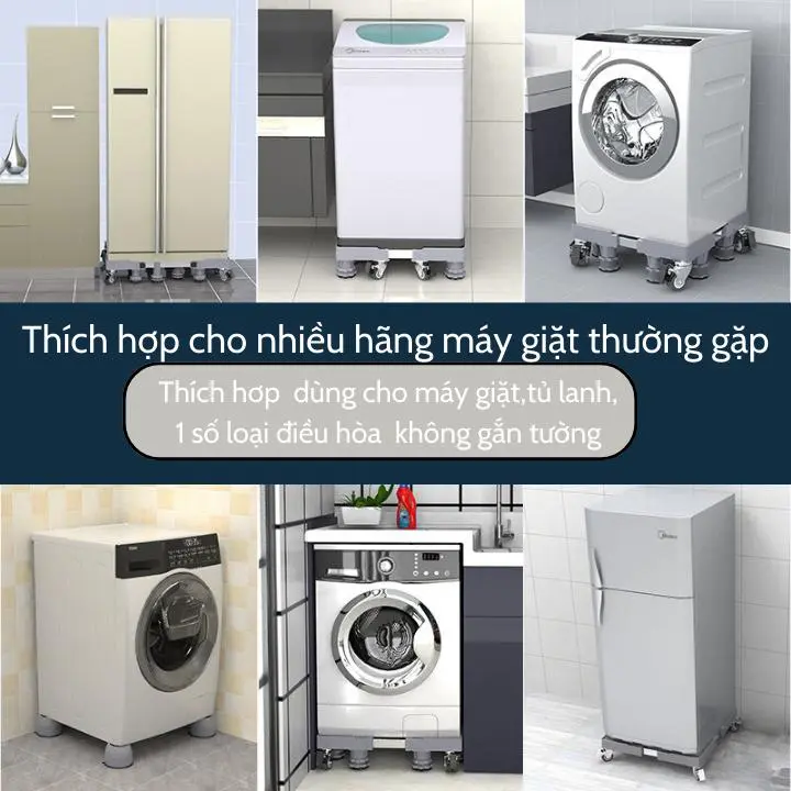 Chân đế kê tủ lạnh  Chân máy giặt 8 trụ đứng 4 bánh Tuỳ chỉnh độ cao Linh hoạt kích cỡ di chuyển dễ Lily's decor house 2