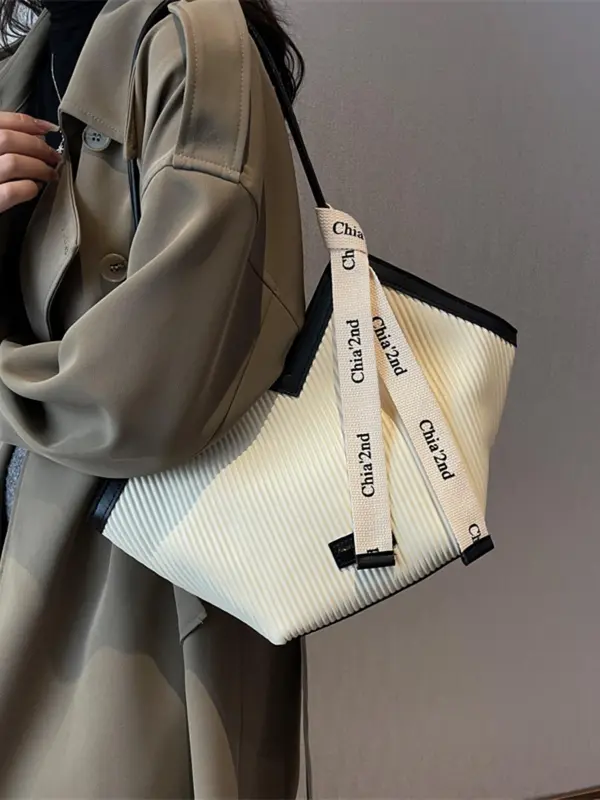 Women's Fashionable Patched Design Tote Bag, Casual Large Capacity Shoulder Bag for Daily Used, Trendy Versatile High-quality Daily Commuting Bag 2