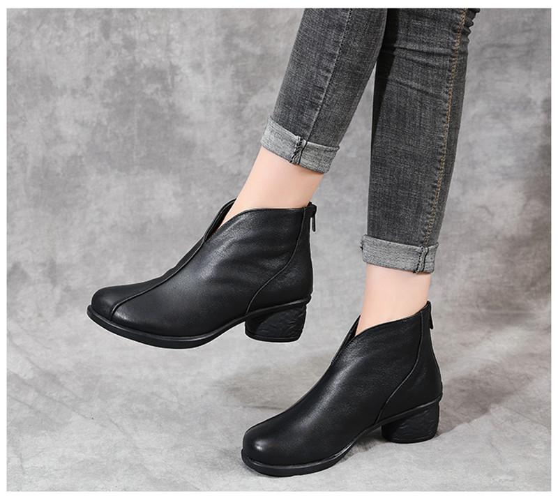 Product Introduction of Genuine Leather Winter Boots Women Chelsea Shoes Booties Woman Ankle Boots Platform Shoes Botines Mujer 11