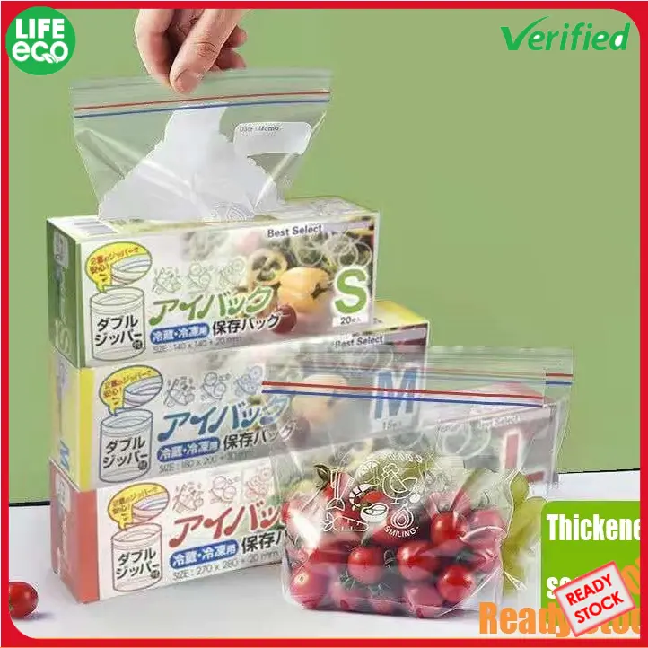 LIFE ECO Freezer Bags Resealable Bags Reusable Fresh Food Preservative Bag Ziplock Storage Bags Fresh Double Zippe Top Ziplock Bags Kitchen Organizer Pouch Ziplock