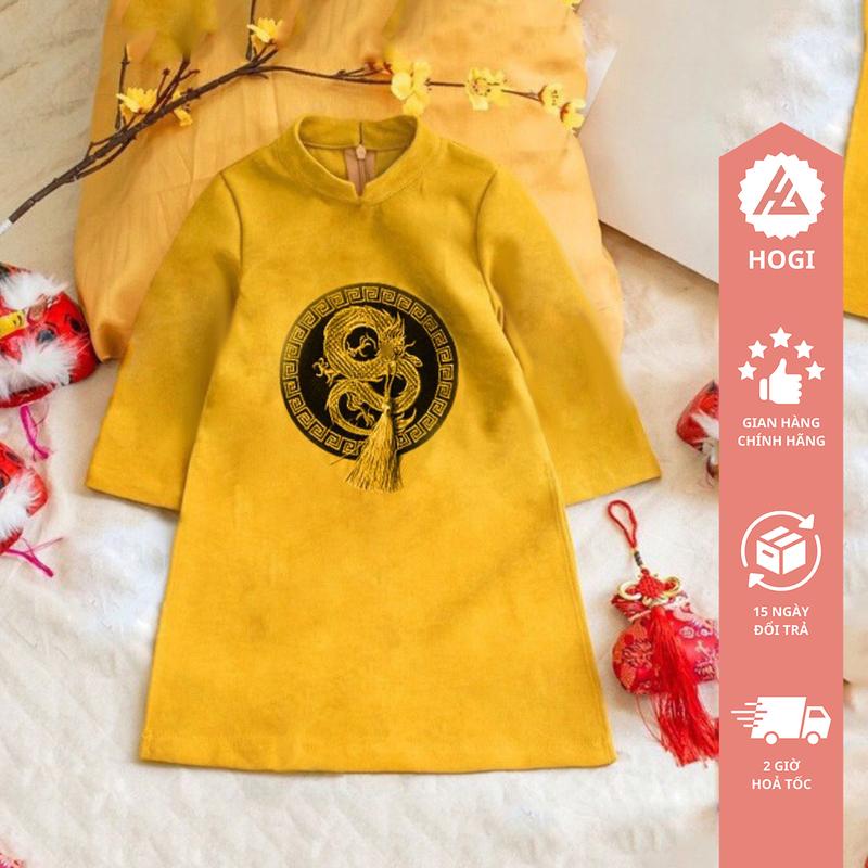 Áo dài bé trai Hogi màu đỏ thêu rồng tròn chất liệu nhung chéo cao cấp, áo dài tết đủ size - Hogi clothing 7