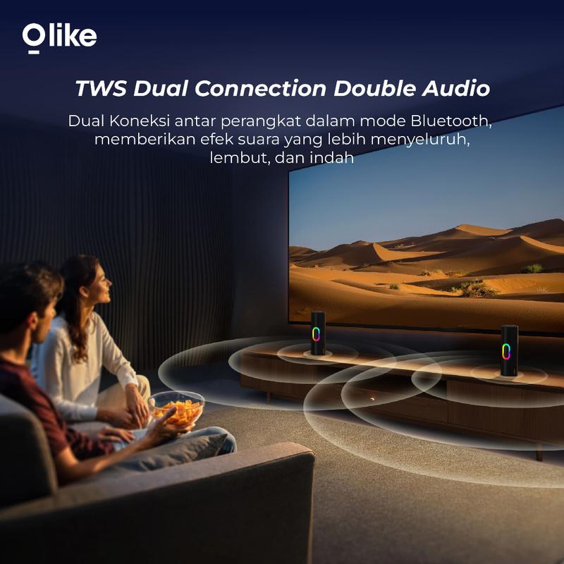 OLIKE SV1 COMBO SPEAKER RGB LIGHT BLUETOOTH PORTABLE STEREO TWS WIRELESS SLOT MEMORY MIC Lighting Telepon Bass karaoke 3