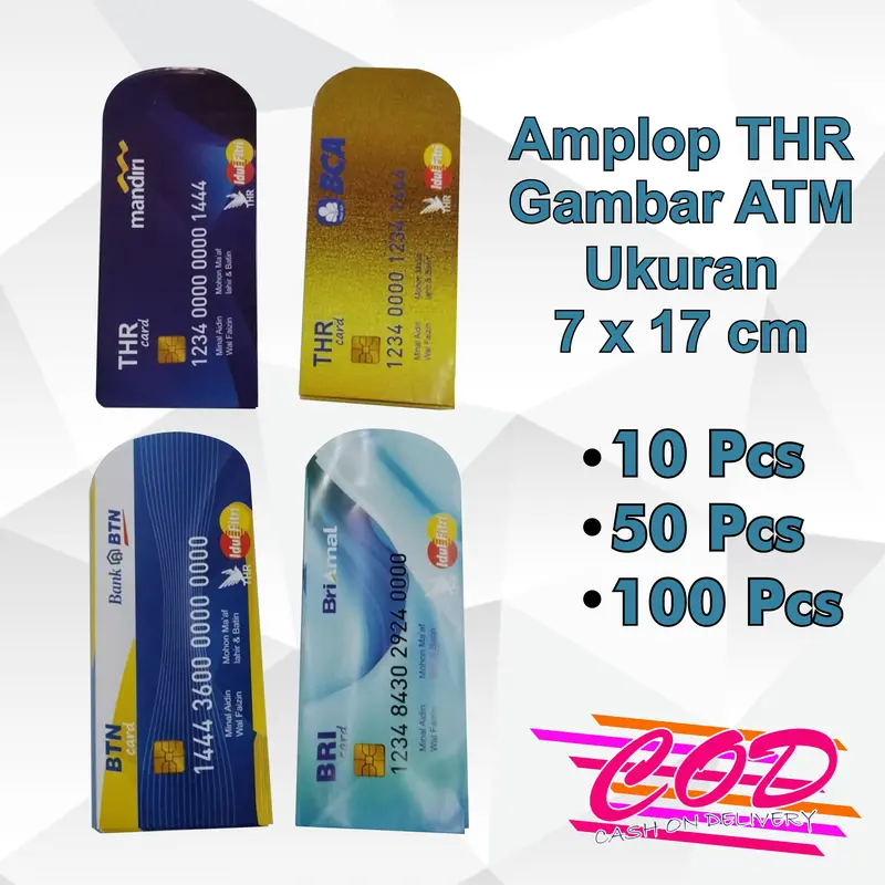 Amplop Angpao Lebaran Motif Uang Dan Kartu ATM Ukuran 7 x 17 cm 0