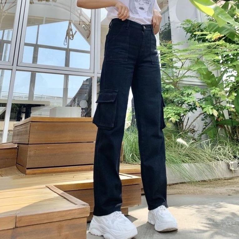 Highwaist Jeans Cargo Loose Hangover Vol.2 - Celana Cargo Jeans Premium Tebal Kekinian Wanita Panjang Cewek Denim 6