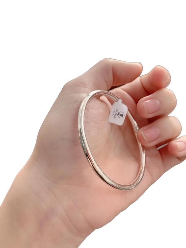 Vòng tay tròn trơn bạc ta cho nữ HHJ bạc đẹp hải Hạnh