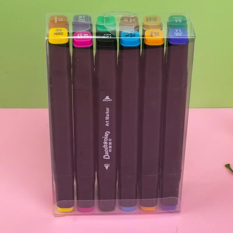 Double-ended Marker Pen Set, 1 Set 80/120 Color Quick Drying Oil-based Color Brush,   School Art Supplies 3