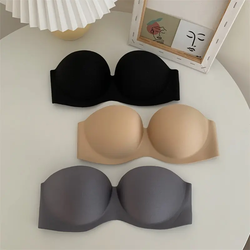Summer New Non-slip Strapless Invisible Sexy Bra Wedding Dress Beauty Back Chest Stickers Sexy Gathered Comfortable Underwear